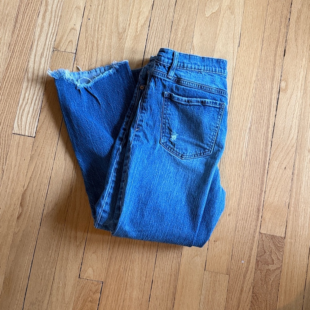 Classic Blue Distressed Straight Leg Jeans - Picture 2 of 2